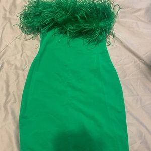 The King Of Style Green ostrich feather tube dress size S